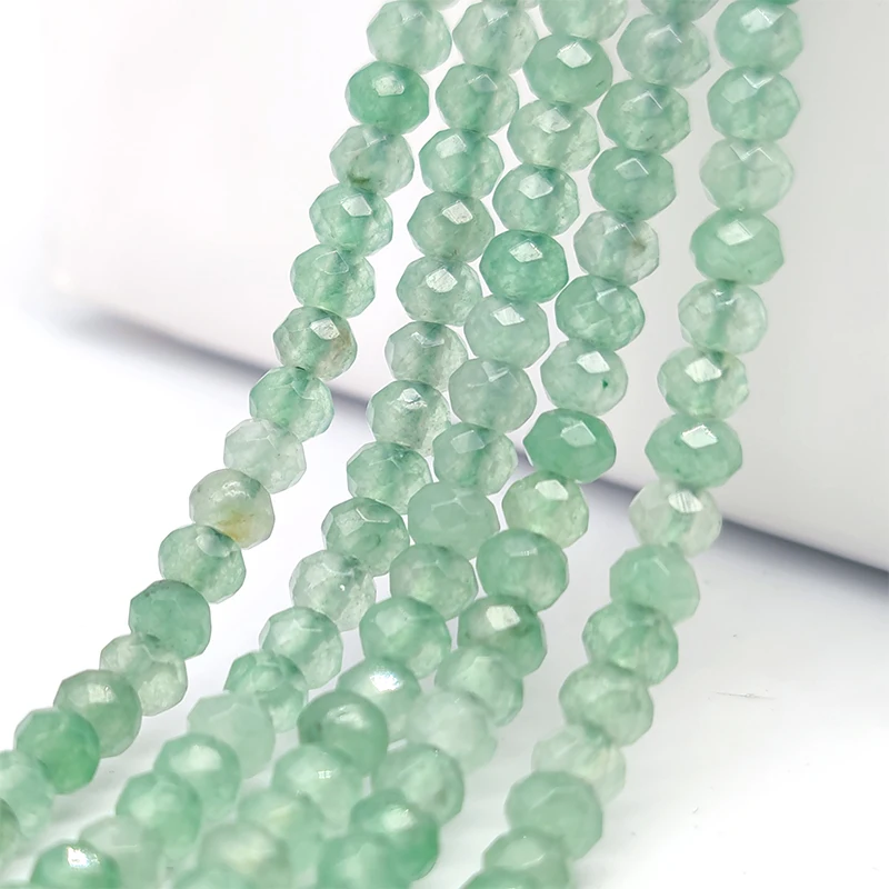 2-4mm Light Glass Faceted Flat Aventurines Beads Loose Spacer Beads for Jewelry Making Accessories Necklace Bracelet DIY