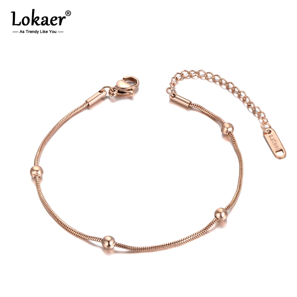 Lokaer Bohemia стиль бусы из нержавеющей стали цепь очаровательные женские браслеты для щиколотки Девушки Мода розовое золото ноги пляжные украшения A19028