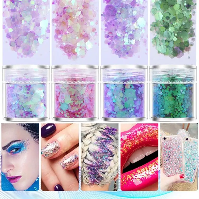 

4 Bottle Nail Sequin Fashion Nail Art Sequin Nail Glitter Colorful Nail Art Decoration Nail Art Decorations DIY Design for Women