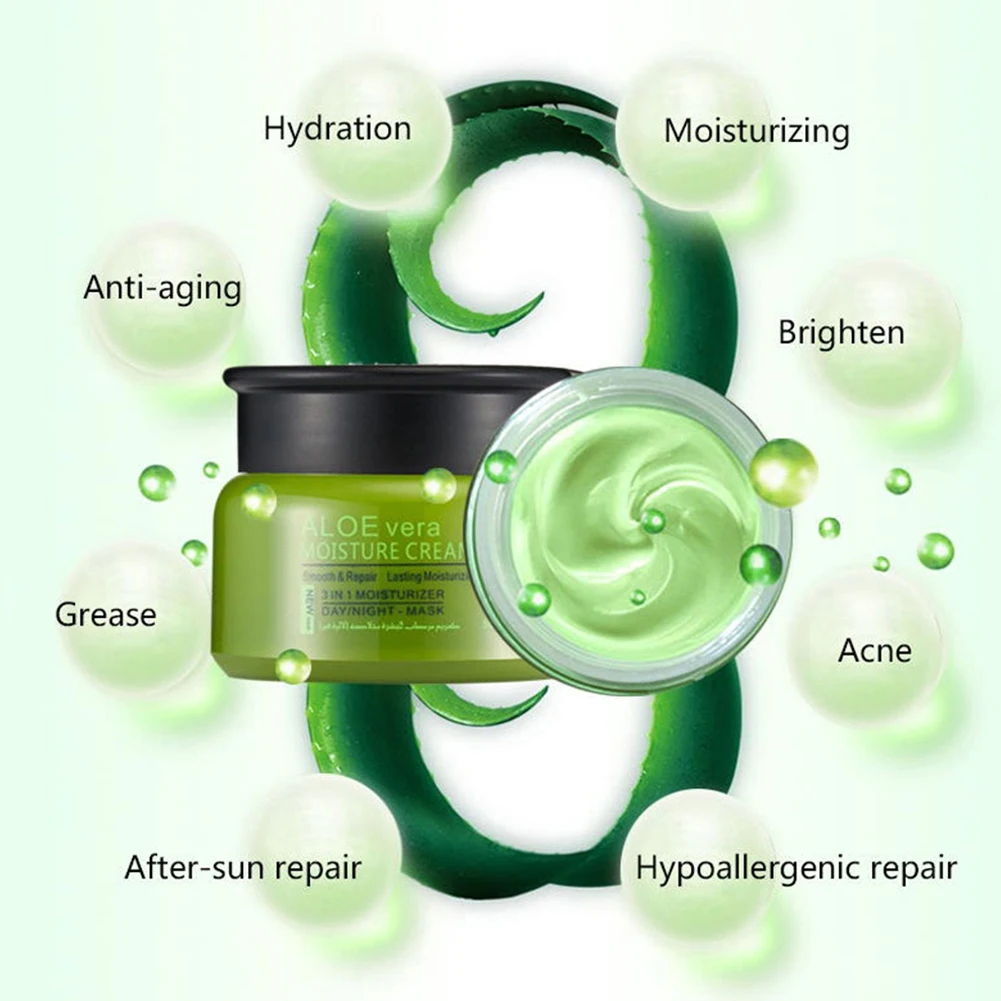 

50ml Aloe Vera Face Cream Acne Treatment Soothing Gel Moisturizing Hydrating Smooth Whitening Day Cream