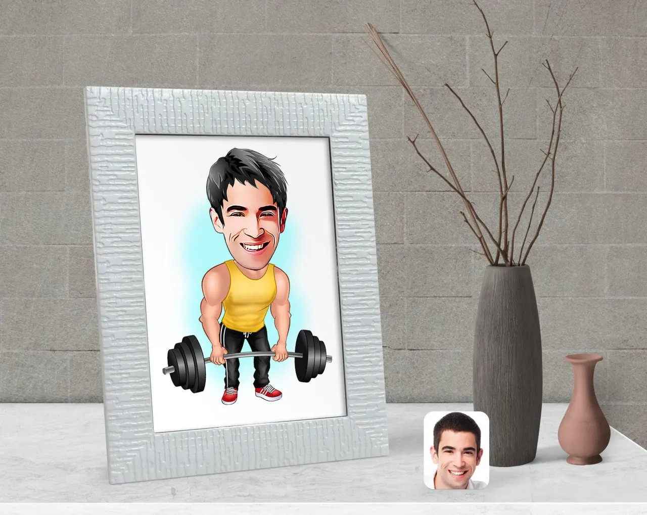 

Personalized Male Weightlifter Caricature Of Decorative Çerçeve-1