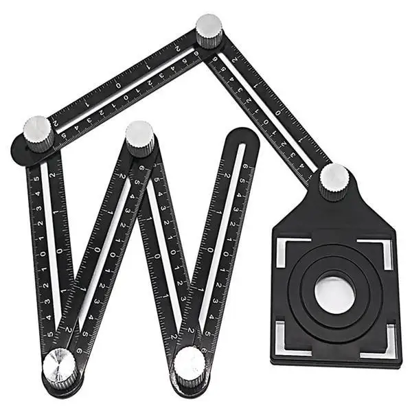 

HOT 6-fold Aluminium Alloy Angle Ruler Finder Measuring Ruler Perforated Mold Template Tool Izer Locator Drill Guide Tile Hole