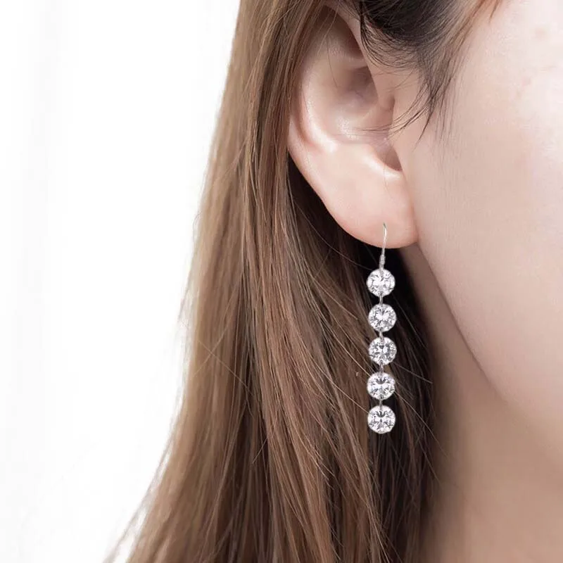 2019 новые модные женские аксессуары 1 пара корейской моды пять циркон длинные