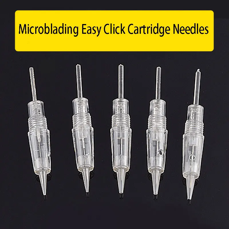 

100pcs Easy Click Tattoo Cartridge Needles 1/3/5R Microblading Permanent Makeup Needle for Eyebrow Tattoo Machine Supplies