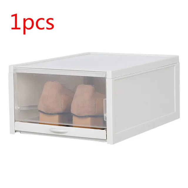 Grey 1pcs Штабелируемый Пластик ящик для хранения обуви тянуть Тип прозрачный шкаф с выдвижными ящиками Sneaker коробка, различные отделки флип ящик для хранения организаторов - Цвет: Grey 1pcs