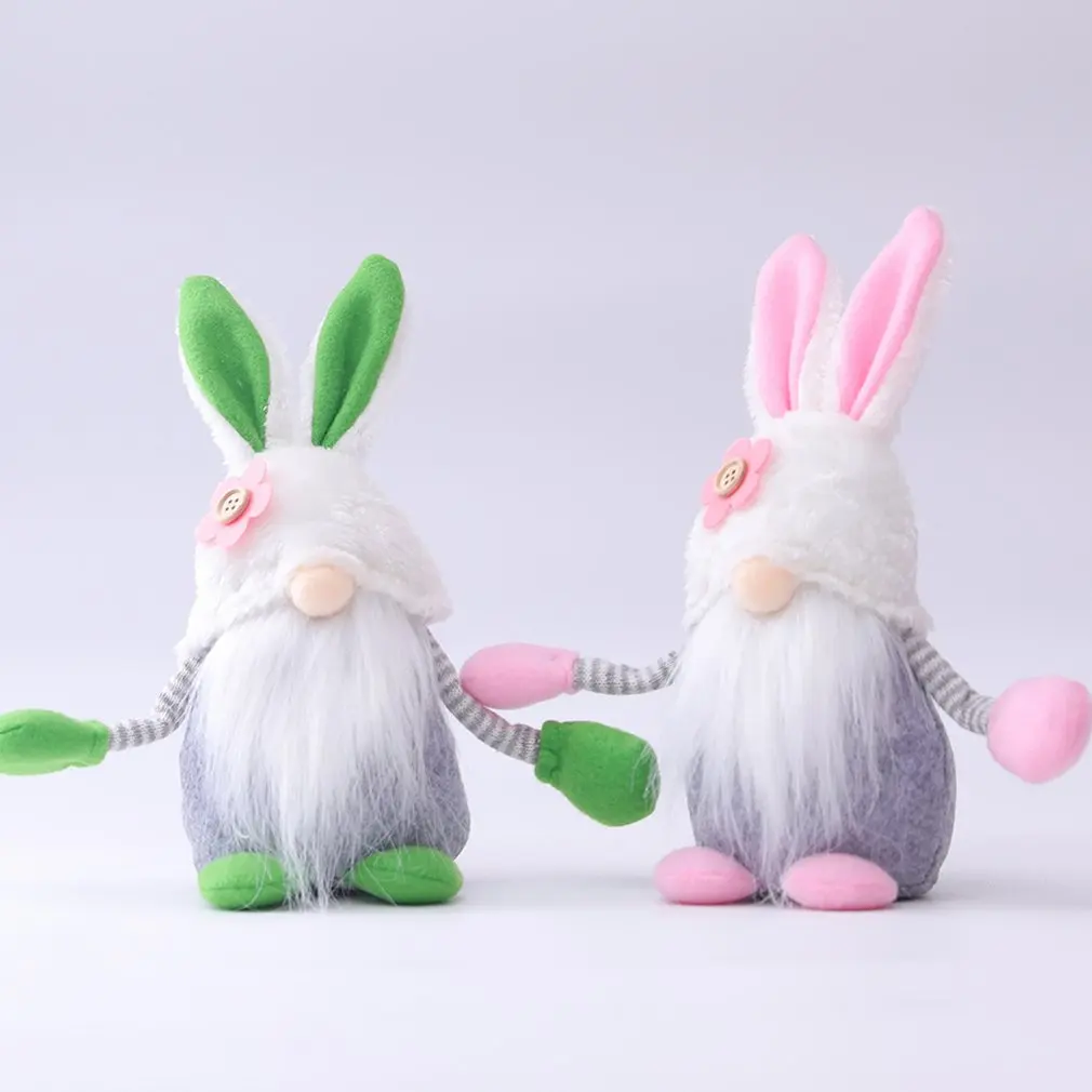 

2021 Easter Rabbit Hug Egg Easter Doll Elf Green Pink Bunny Easter Gift Kids DIY Happy Easter Party Decor For Home Table Toys