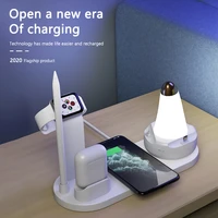 6 in 1 wireless charger stand table lamp 10w qi fast charger dock station for iphone 11 x xs xr 8 iwatch 5 4 3 2 for airpods pro