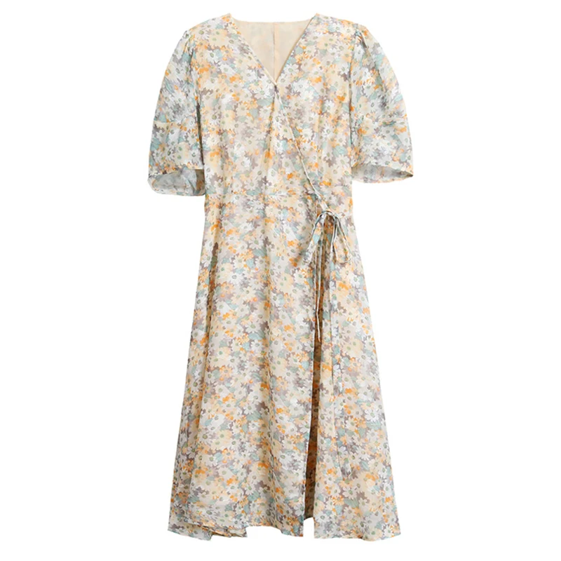 

2021 Print Floral Chiffon Boho Beach Sundress Summer Plus Size Vintage Runway Midi Dresess Elegant Women Bodycon Party Vestidos