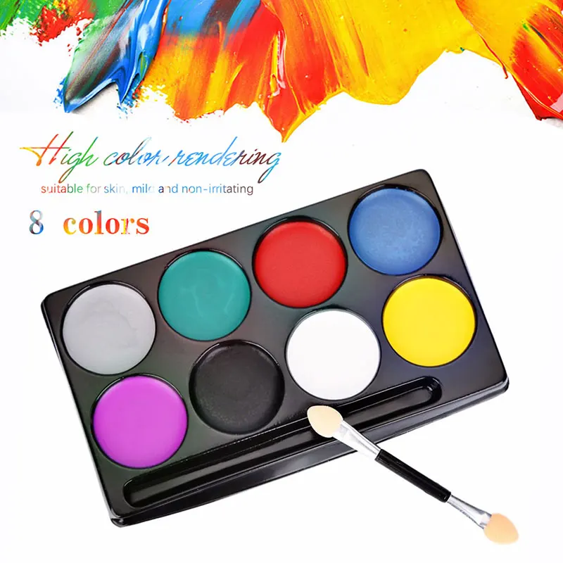 Сценические вечерние краски 8 цветов для тела крем палитра нетоксичные