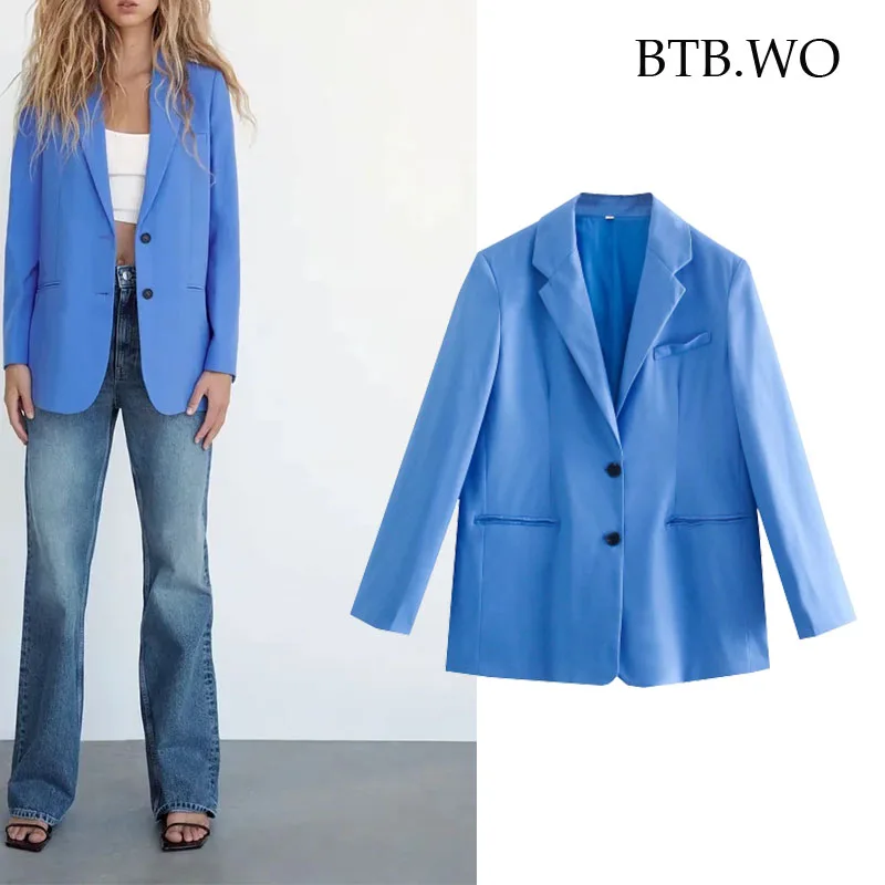 

BTB.WO Za Woman Blazer 2021 Autumn Fashion Single Breasted Casual Blazer Women Jacket Coat Office Long Sleeve Female Suit Tops