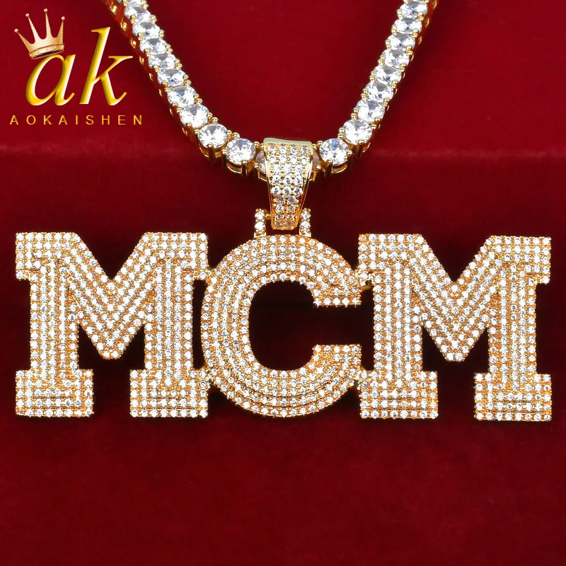 

Custom Name Pendant Necklace for Women Gold Color AAAA Cubic Zirconia Hip Hop Rock Jewelry