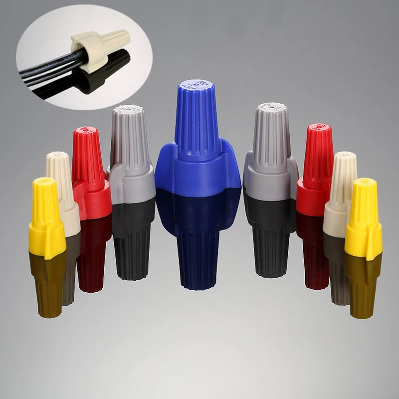 

10pcs quick connector spring cap crimping terminal awg24-7 insulated electrical plug-in connector double wing rotary wiring