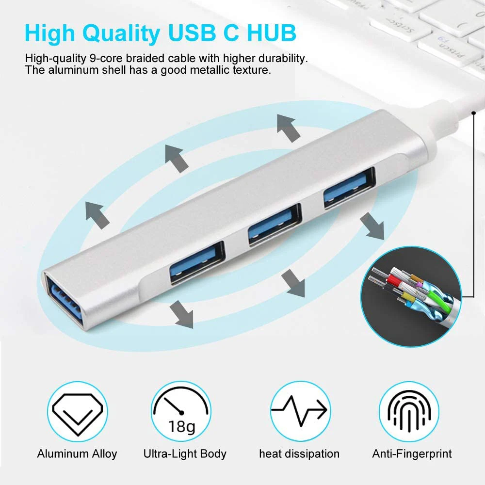 USB-концентратор 4 в 1 для MacBook Air/Pro iPad Pro 3 0/2020 iMac XPS | Компьютеры и офис