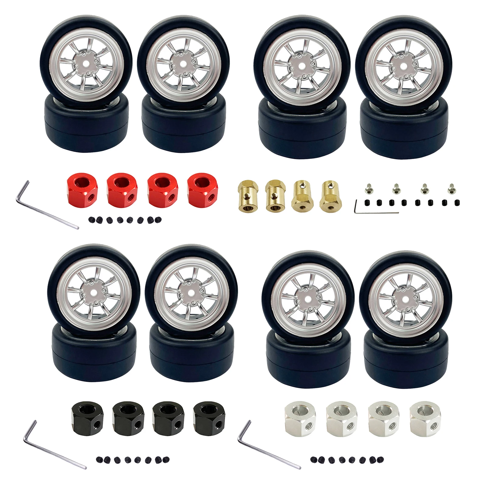 

4pcs/set Rubber RC Tires for WPL D12 1:10 Scale Truck Metal Parts with Hubs Coupler