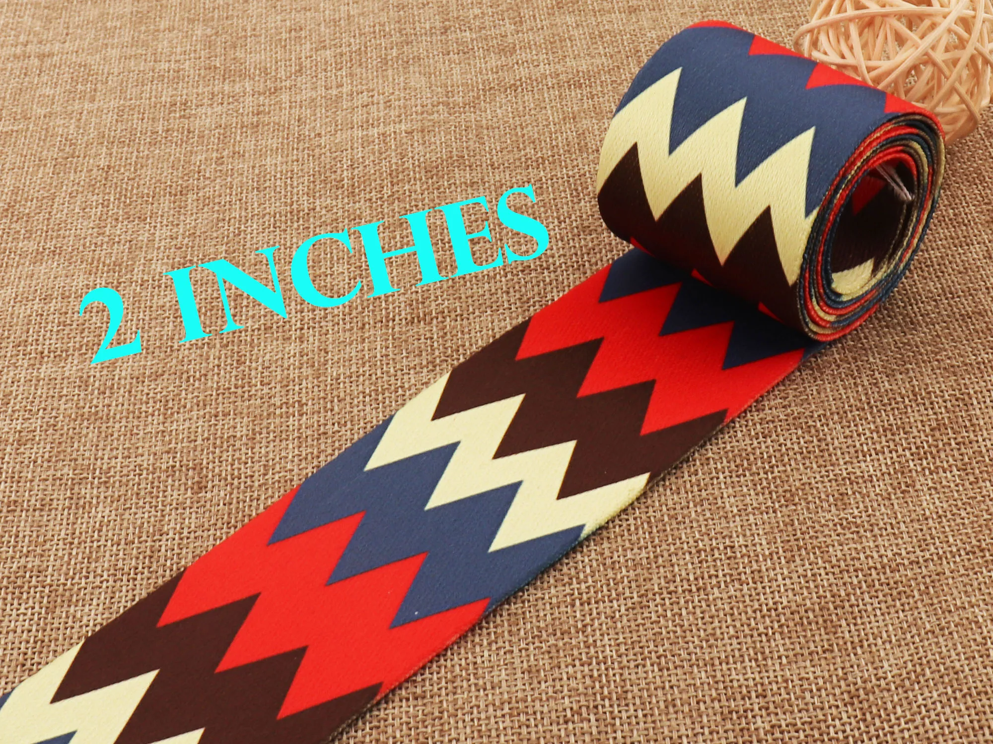 Мягкая лямка 2 дюйма (50 мм) цветная Этническая с геометрическим узором для сумочки