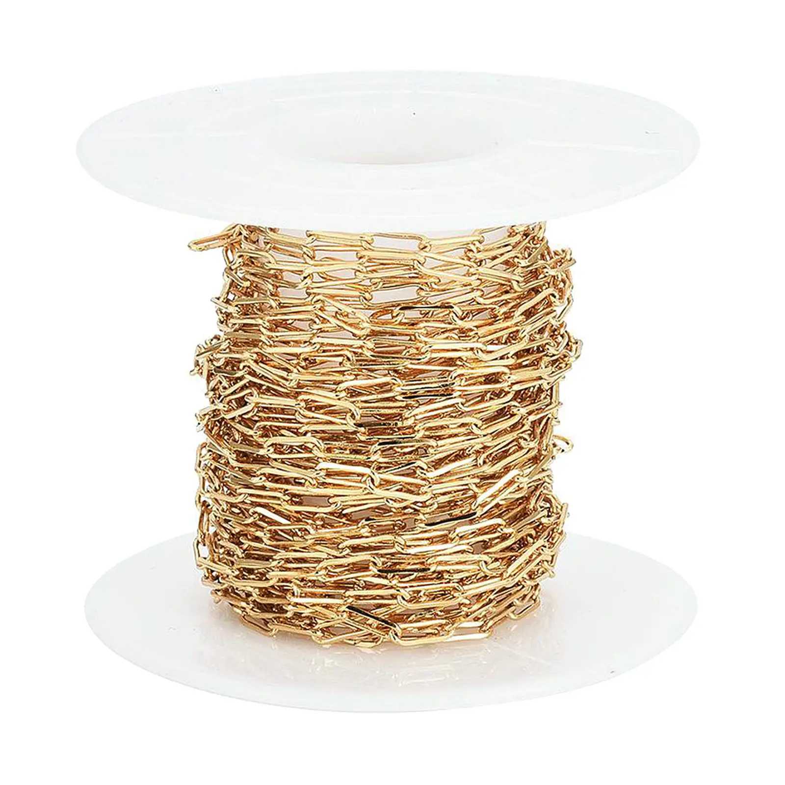 

1 Roll Gold Plated Solid Brass Paperclip Large Linking Chains Elongated Cable