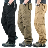 2021 mens multi pocket cargo pants outdoor leisure straight sports multi pocket loose wear resistant work pants