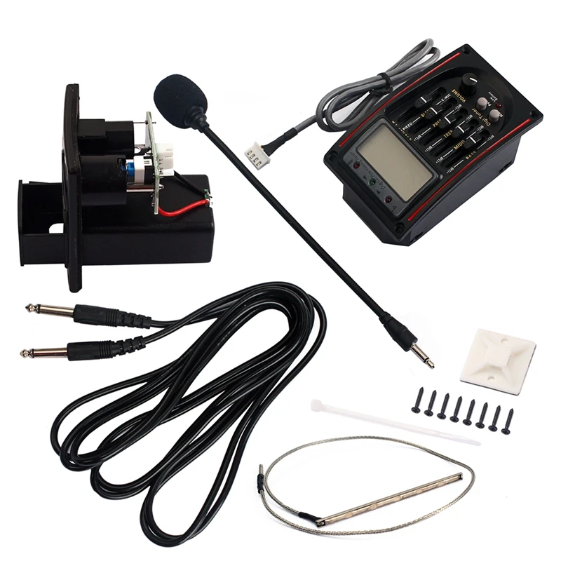 5 полосный эквалайзер Preamp Pickup LCD тюнер с микрофоном|Детали и аксессуары для гитар|