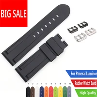 carlywet 22 24mm hot sell grey orange black blue waterproof silicone rubber replacement watch band strap for panerai luminor