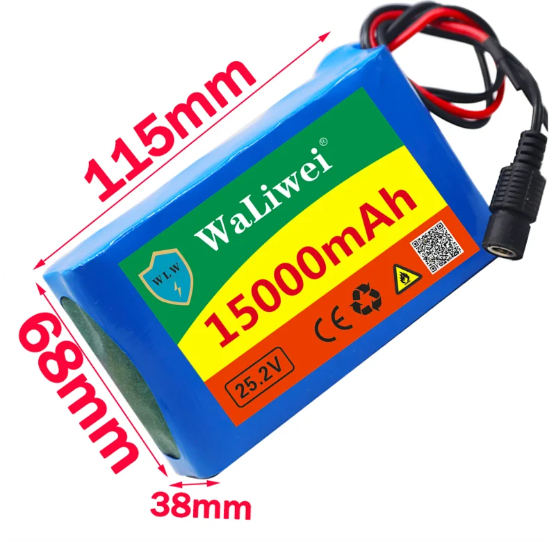 24V 15Ah 6s2p 18650 Батарея литий 25 2 15000 мАч Электрический велосипед