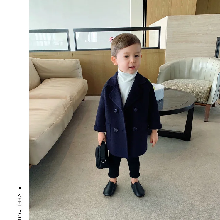 Детская зимняя куртка шерстяное пальто для мальчиков шерстяная верхняя одежда