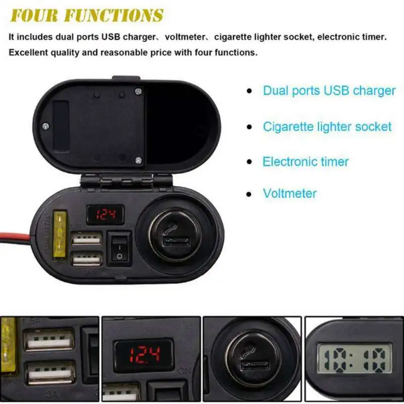 

Power supply Voltmeter socket Adapter Phone Motorcycle Cigarette Lighter