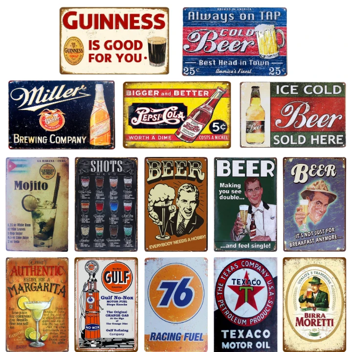 

Ретро винный пивной налет металлические жестяные знаки живопись декоративные тарелки для кафе бара клуба домашнее настенное искусство Вис...