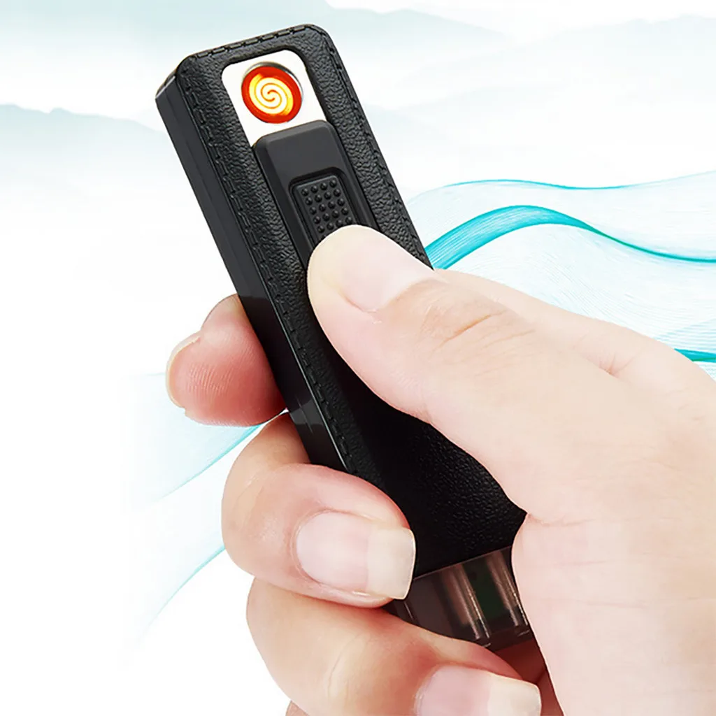 Плазменная беспламенная зажигалка с usb зарядкой АБС пластик тонкая простая