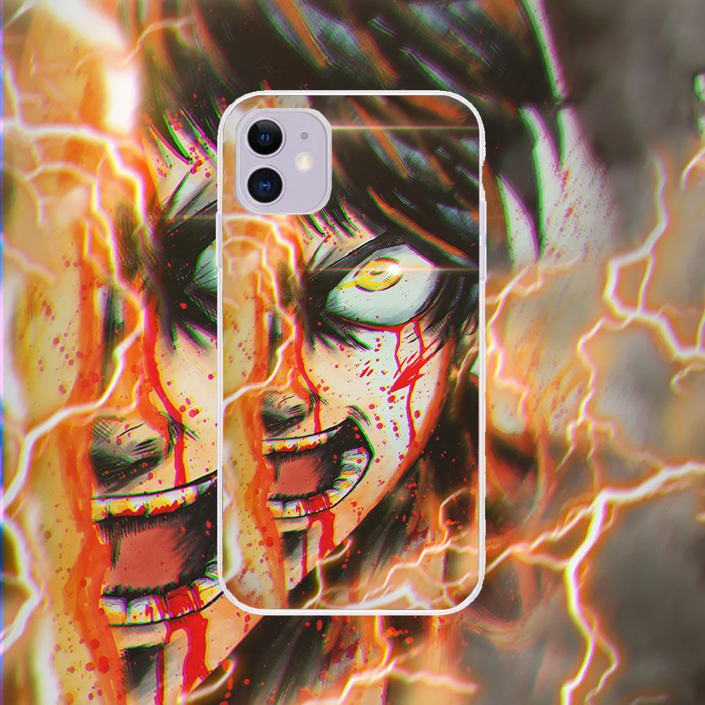 

Attack on Titan Anime Phone Case For iphone 5 5s se 2 6 6s 7 8 12 mini plus X XS XR 11 PRO MAX transparent painting back trend