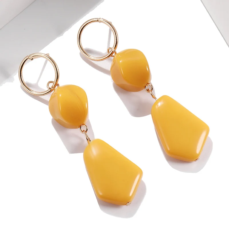 2019 корейские массивные желтые геометрические серьги акриловые Висячие для