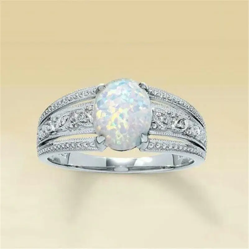 

Trendy Female Fire Artificial Opal Ring Wedding Ring Elegant Jewelry For Party Simple Rings Gift For Girl Jewelry Dropshipping