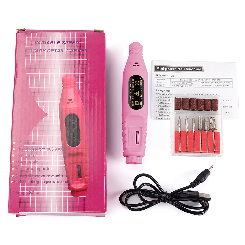 

Electric nail drill manicure set USB pedicure nail drill file polishing tool portable equipment