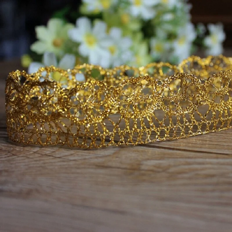 Бесплатная доставка 10 ярдов/партия золотистая серебристая кружевная отделка