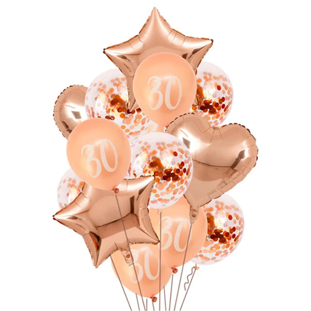 Воздушные шары из розового золота с цифрами украшение для дня рождения 18 20 21 30 40 50