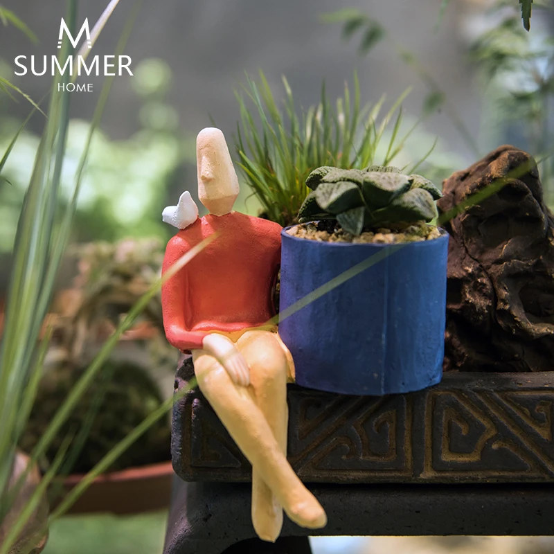 Абстрактный мультяшный персонаж горшечный сад художественное зачатие украшение