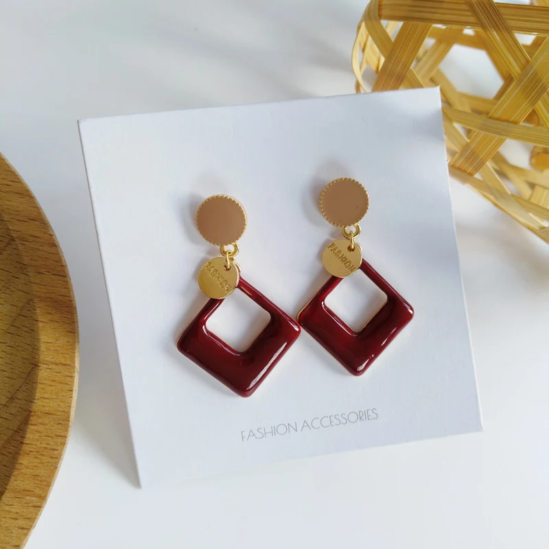 Женские винтажные серьги простые Геометрические Квадратные темпераментные