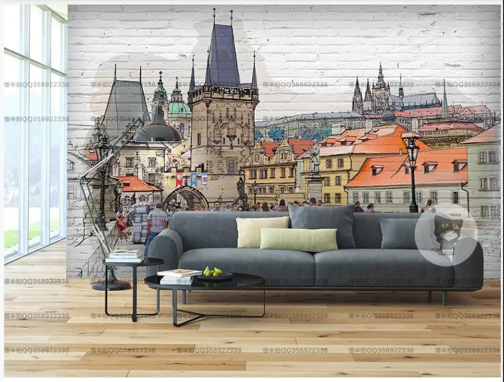 

3d обои, настенные, с рисунком европейских городов, для домашнего декора, для гостиной