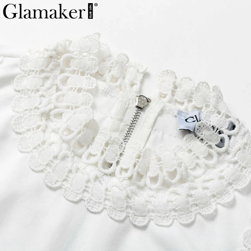 Glamaker, кружевное Белое Облегающее мини-платье, Женский костюм из двух частей, с расклешенными рукавами, зимнее платье, осенние короткие сексуальные вечерние элегантные платья для клуба
