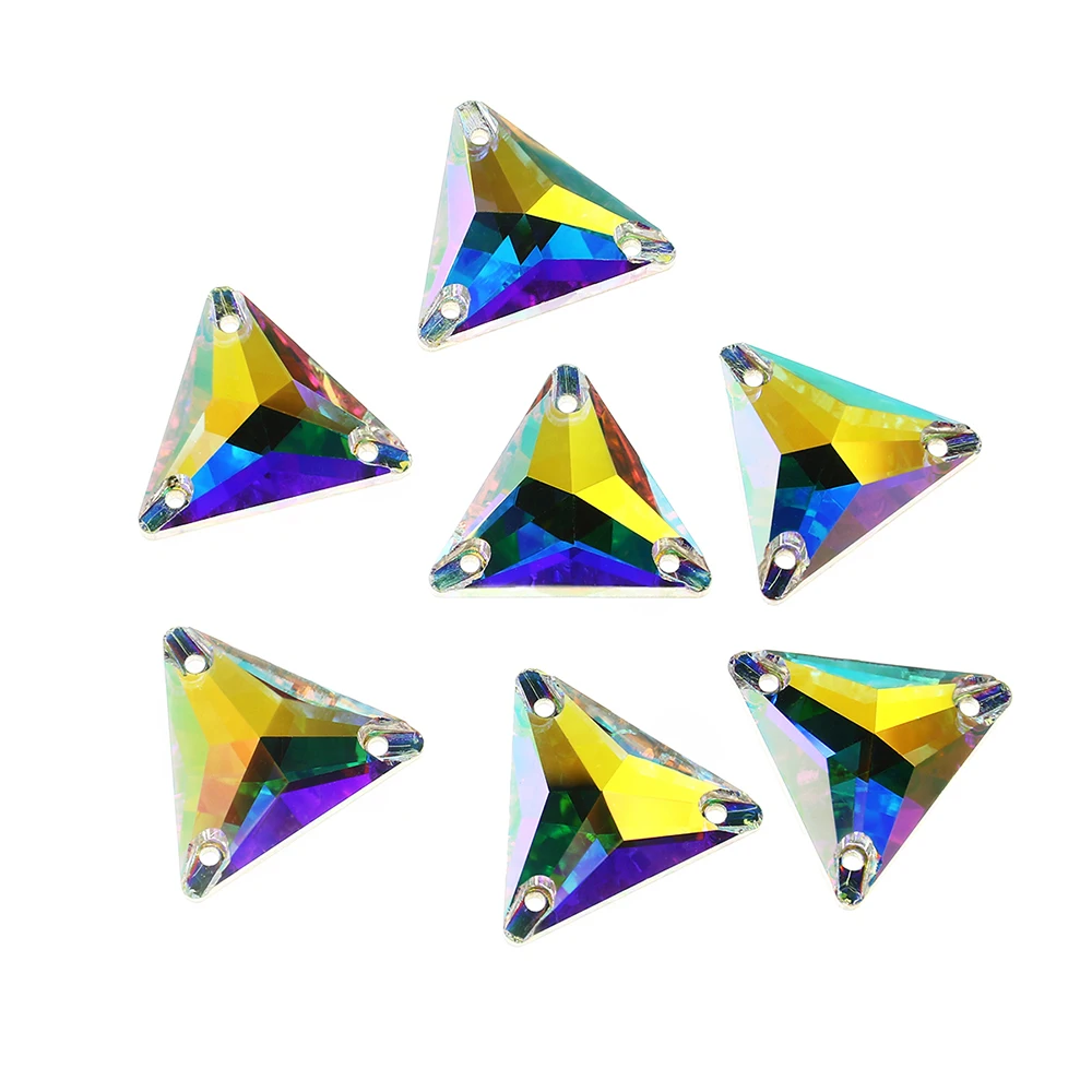 

Sew On Rhinestone Clear AB Color K5 Glass Crystal Triangles Flatback Sewing Diamond for DIY Garment Bags Shoes 12mm 16mm 22mm