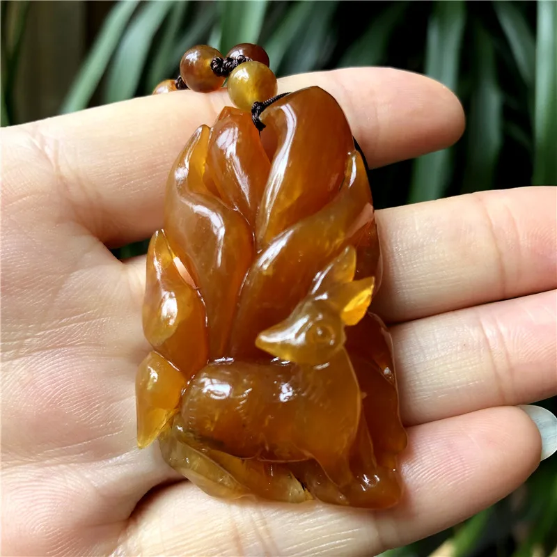 

Natural xiuyu jade A HandCarved lcuky fox jade crabe jadeite jade green jade pendant jade jewelry jade necklaces jewelry