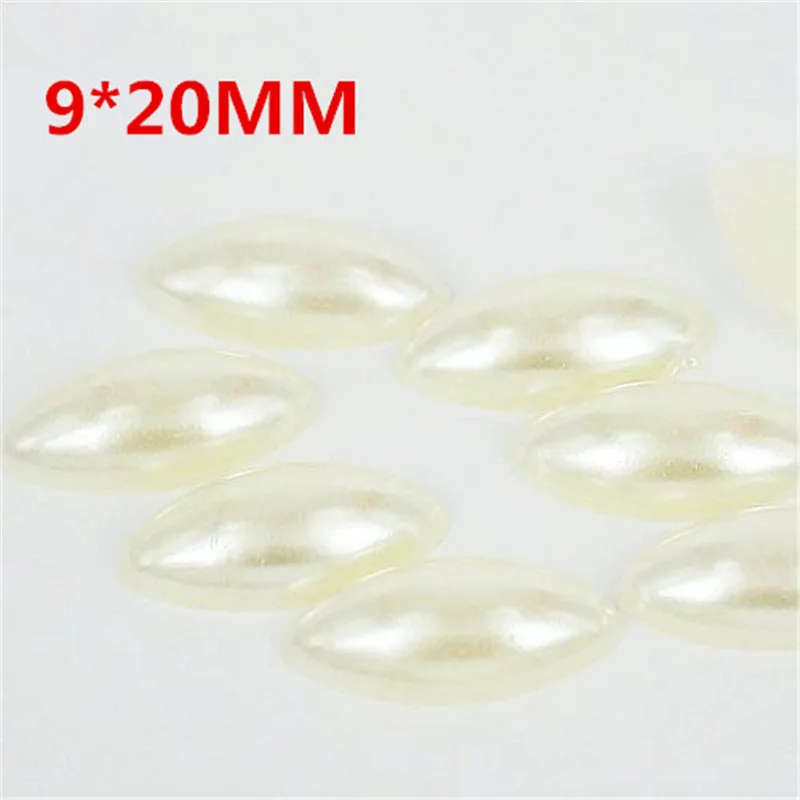 

Beige pearl eye horse Shape Nail art 9x20MM 100Pcs Flat Back Marquise Decorative Nail Drill Acrylic Rhinestone Beads Decorate