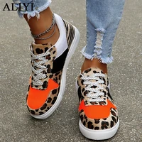 2021 autumn sneakers women new ladies leopard print lace up comfy casual shoes 35 43 big size female walking sport flats