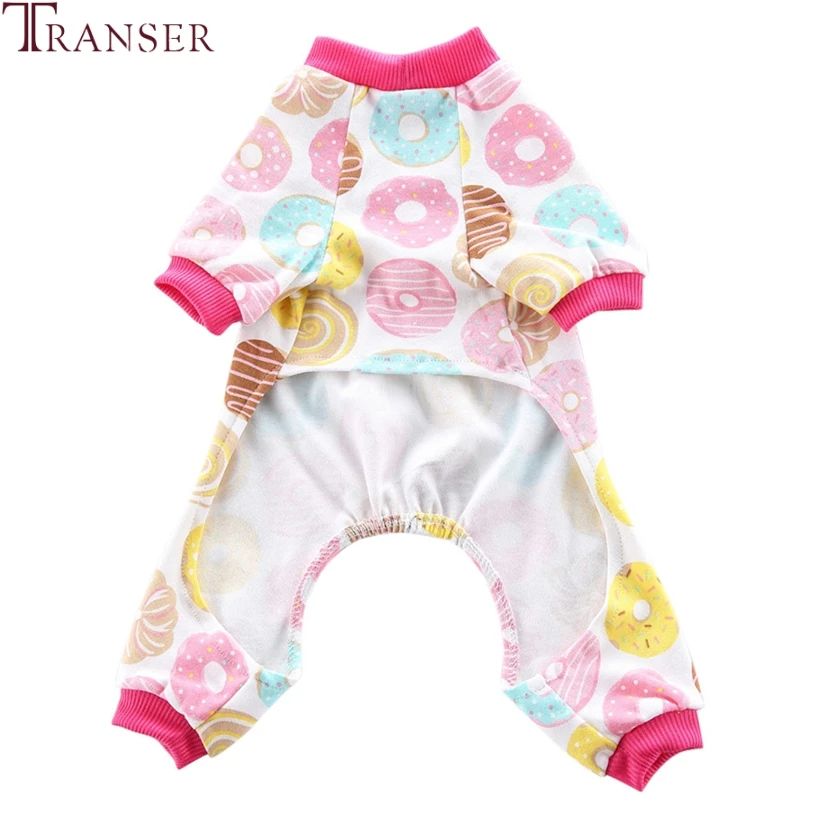 Transer принт пончиков Розовая Одежда для собаки хлопковый женский комбинезон