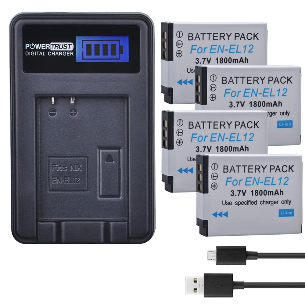 4Battery and Charger 2 шт. EN-EL12 ENEL12 EN EL12 батарея для камеры+ ЖК USB зарядное устройство для камеры Nikon Coolpix S9900 S9700 AW120 S9500 AW110 S70 - Цвет: 4Battery and Charger