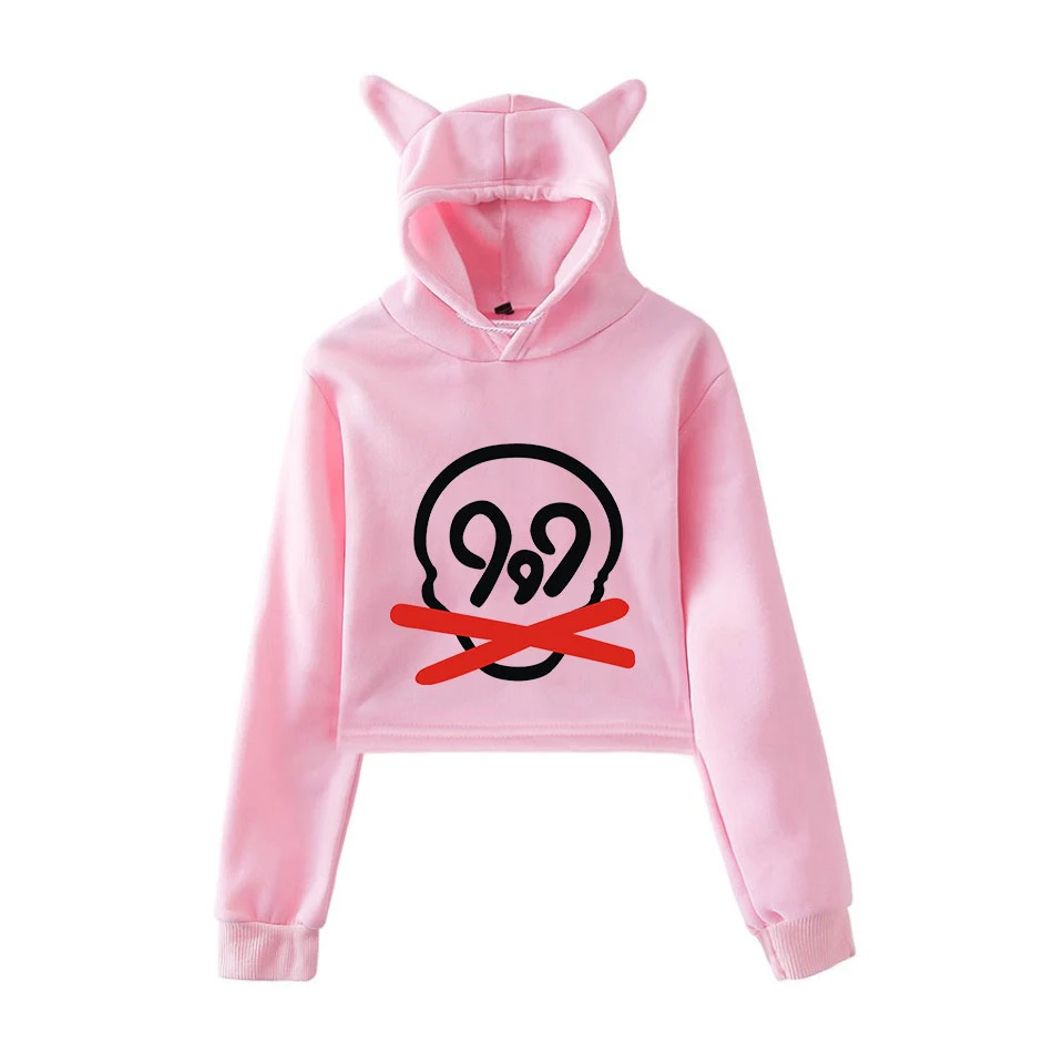 

Printed cat ear baring top hooded fall women cotton casual sweatshirt street basic hoodie 2021 fashion hoodie