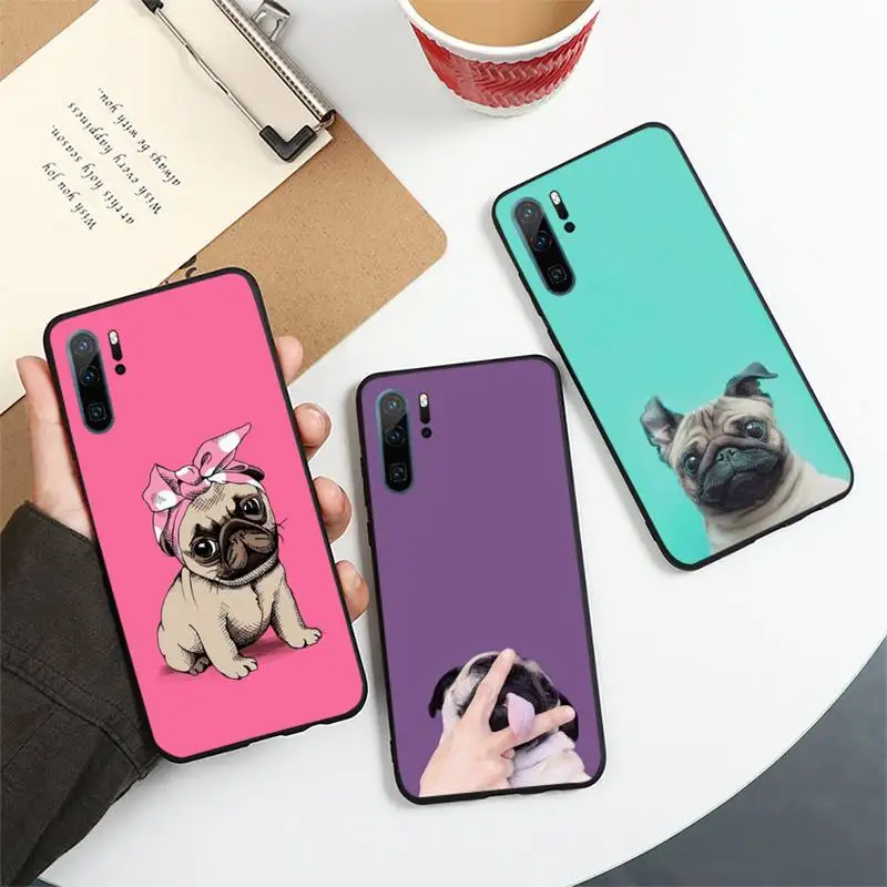 

Pug dog cute cartoon animal Phone Case For Huawei honor Mate 10 20 30 40 i 9 8 pro x Lite P smart 2019 nova 5t