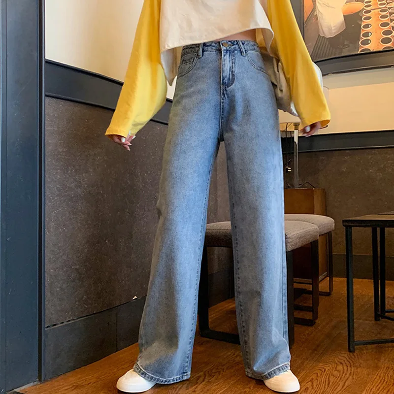 Mozuleva High Waist Loose Straight Wide Leg Jeans Women Pants 2019 Leisure Female All-match Oversized Trousers Denim Jean |