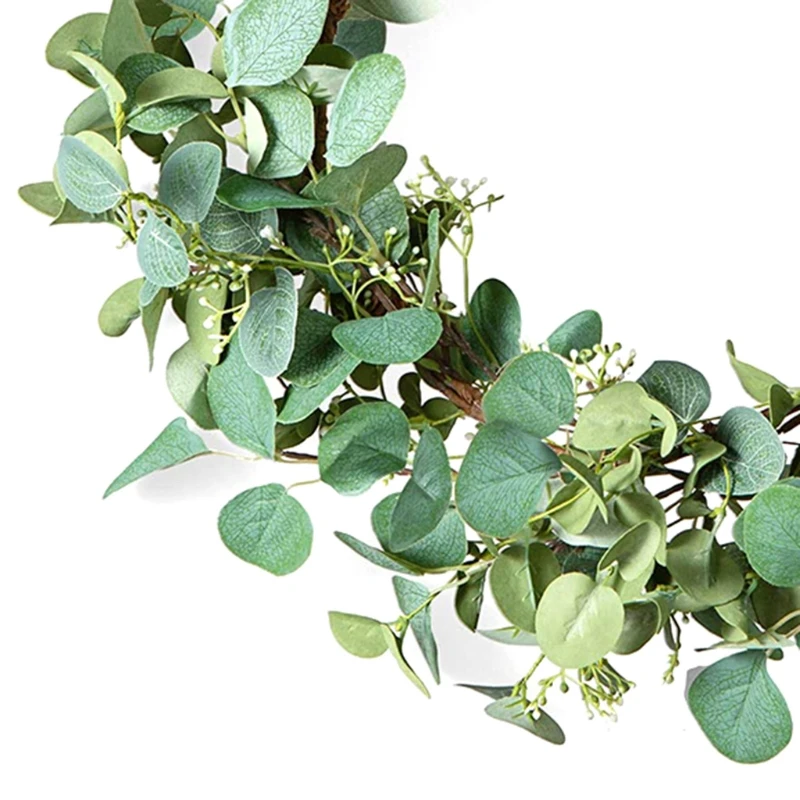 

Artificial green eucalyptus flower link eucalyptus leaf door hanging artificial holiday celebration wreath