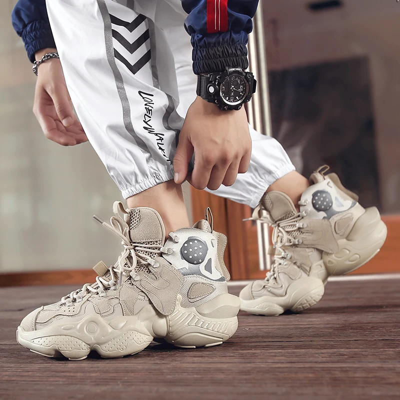 

Fashion Trend Chunky Hip hop Sneakers High quality Color Sport Shoes Leather Stitching Running Shoes for Men Jogging Shoe