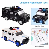 cartoon piggy bank toys smart music password banknote car coin bank figure toy pretend play saving money box kids police cars